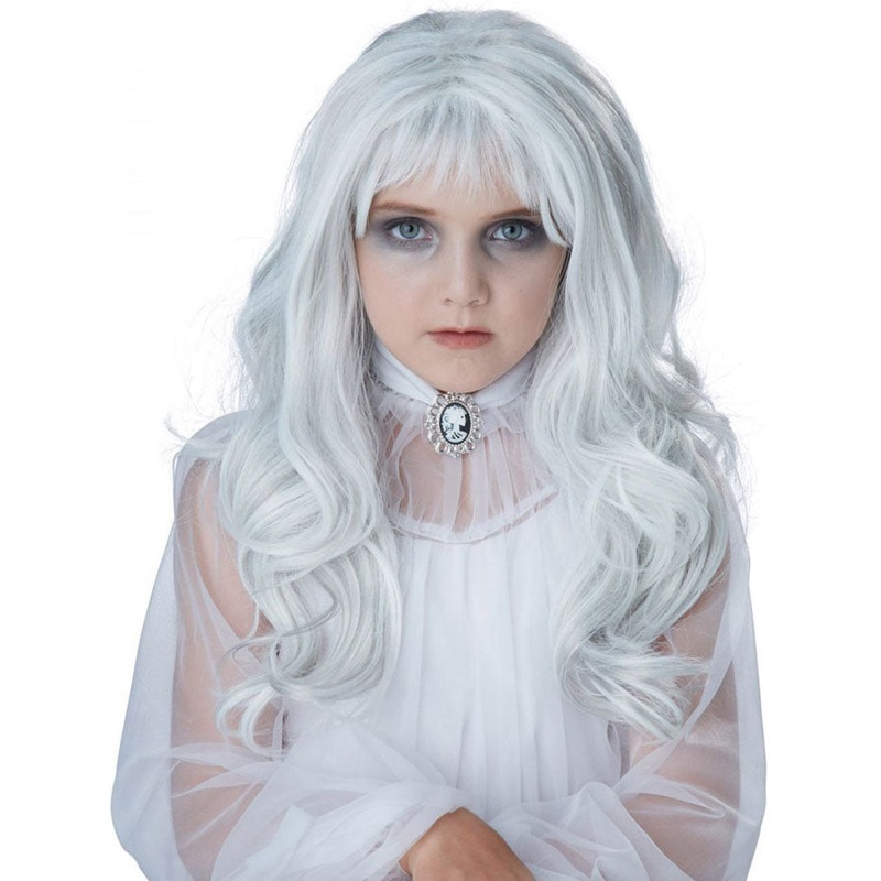 Ghost Girl Long Grey Kids Wig