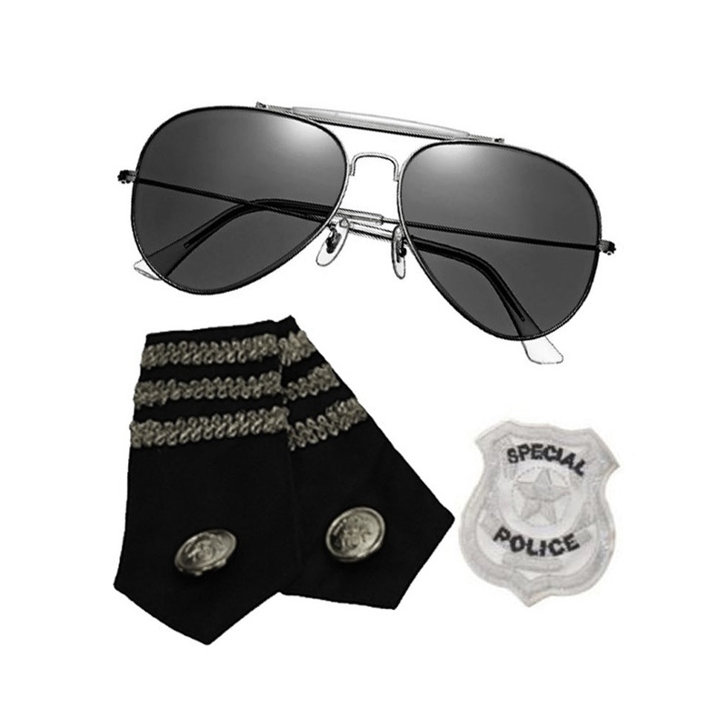 Glasses Epaulets and Badge Police Set