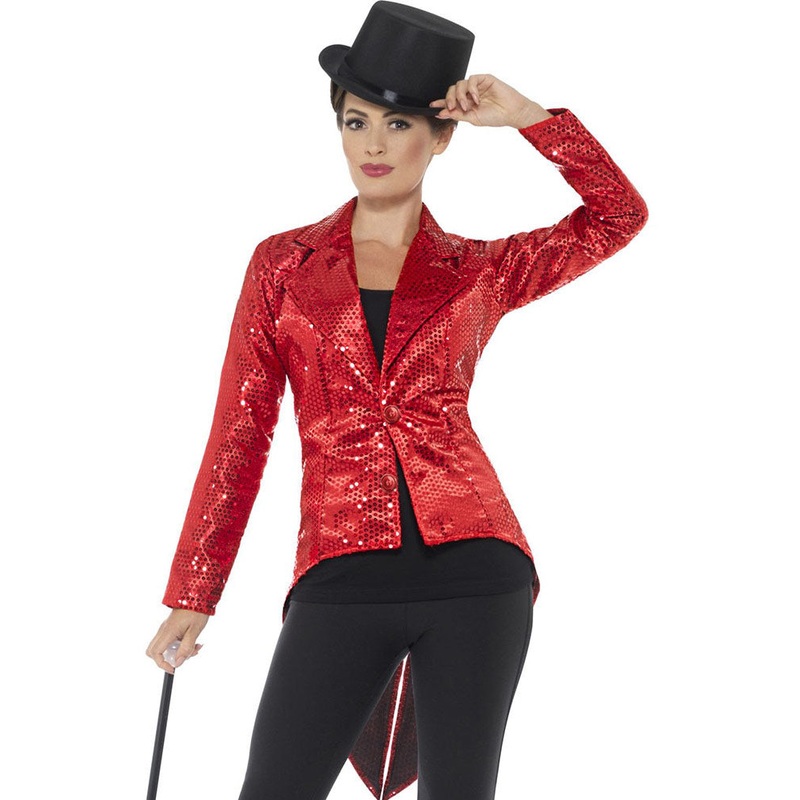 Red Sequin Womens Tailcoat