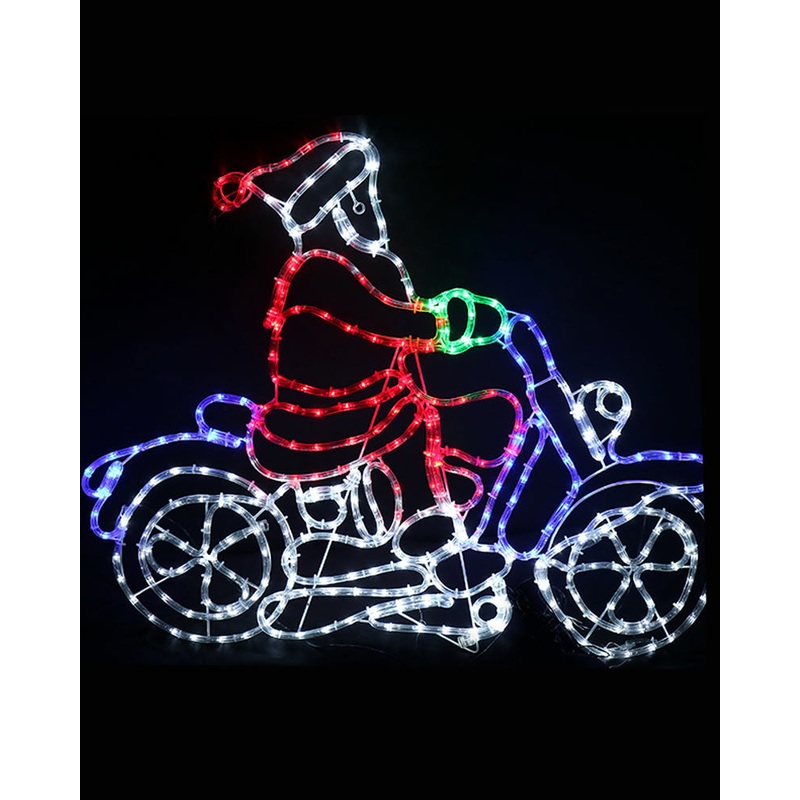 Santa On Motorbike Christmas LED Ropelight 98cm