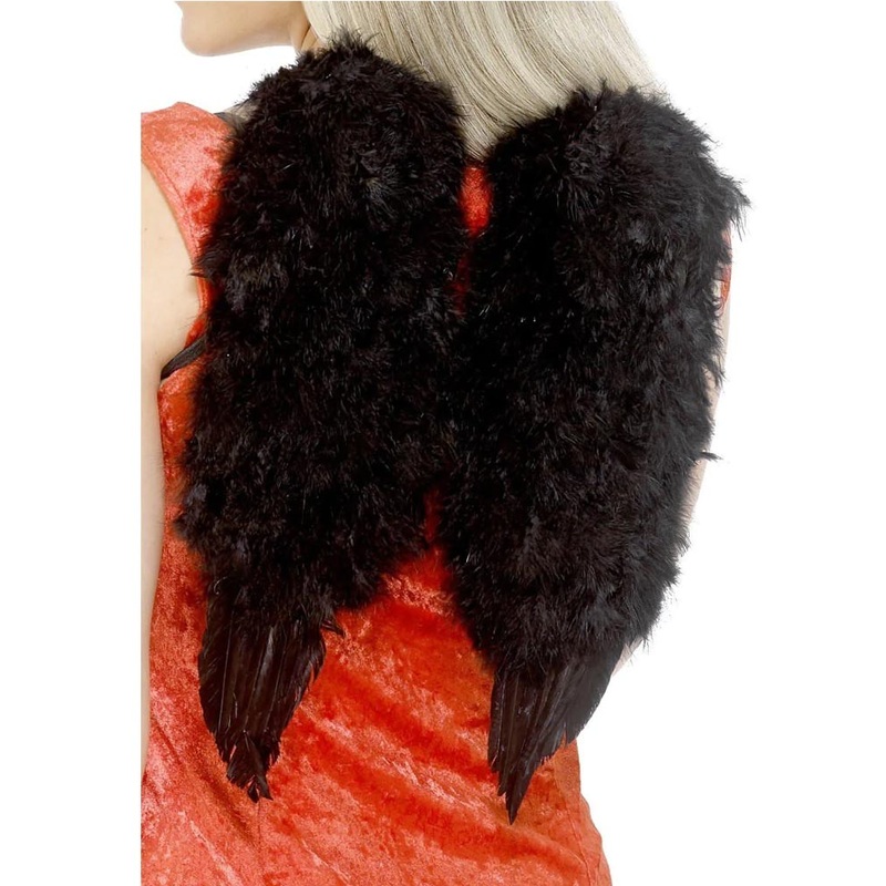 Small Black Feather Angel Wings 40cm