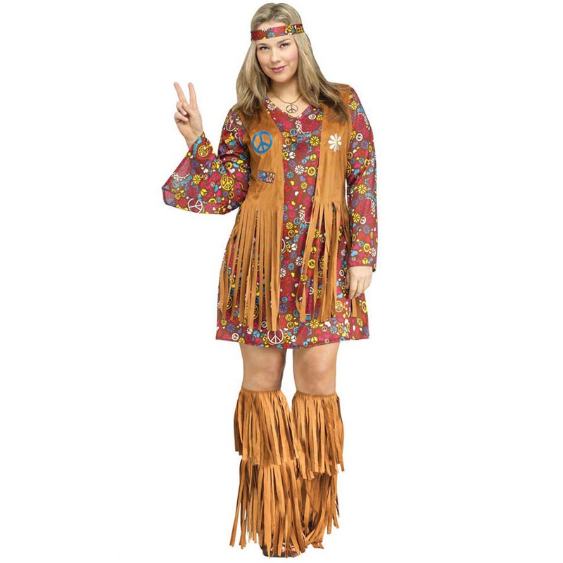 60s Peace and Love Hippie Womens Plus Size Costume