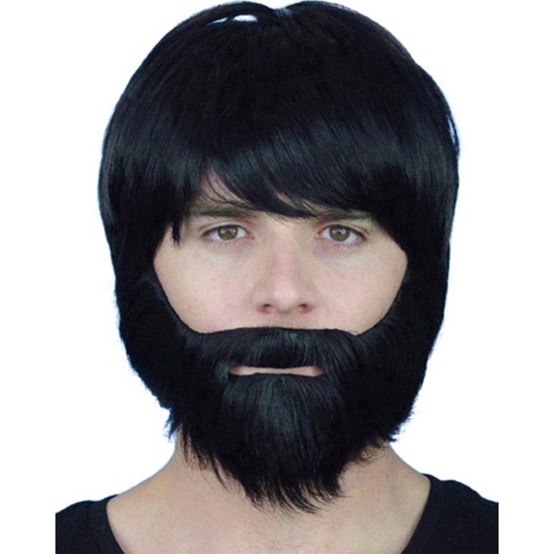70s Black Synthetic Beard with Elastic
