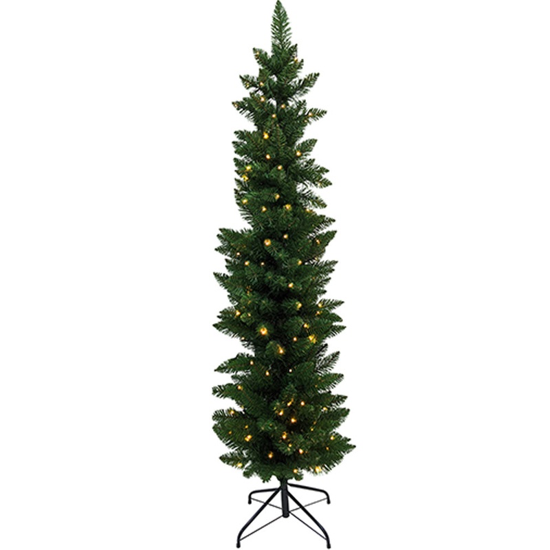 Green Deluxe Prelit Scandi Skinny Christmas Tree 1.8m