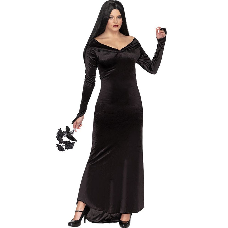 Kooky Matriarch Deluxe Black Velour Womens Dress