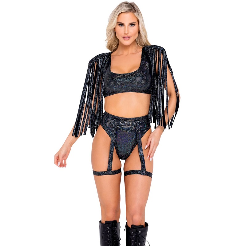 Shimmer with Fringe Detail Womens Crop Top