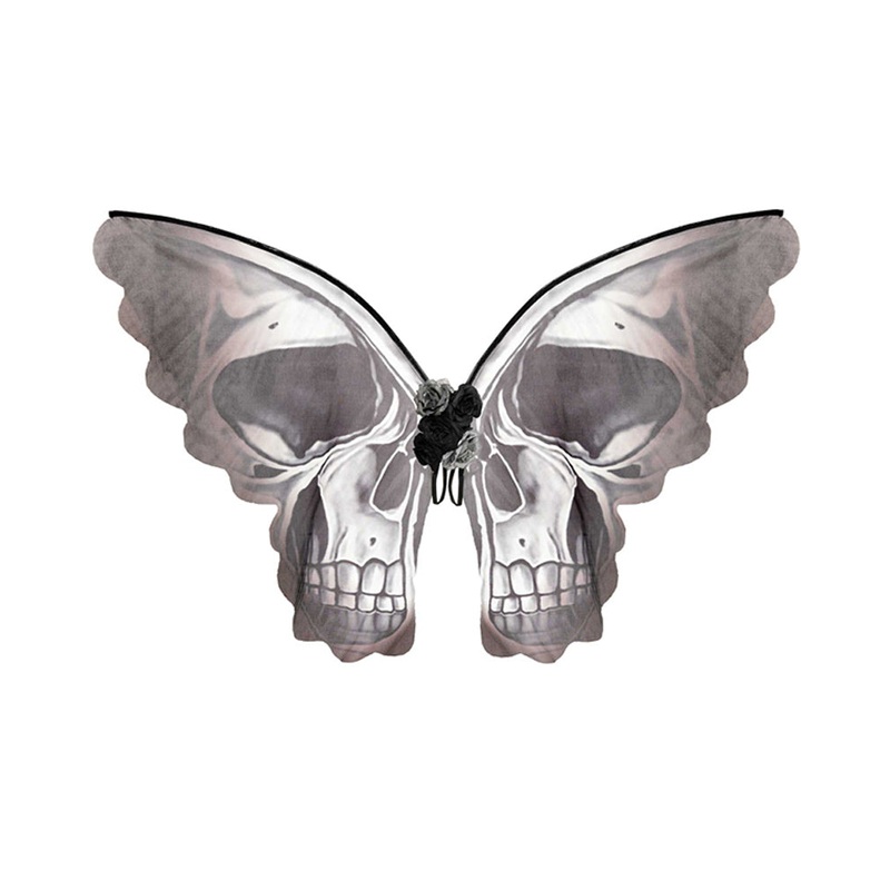 Skeleton Skull Head Butterfly Wings