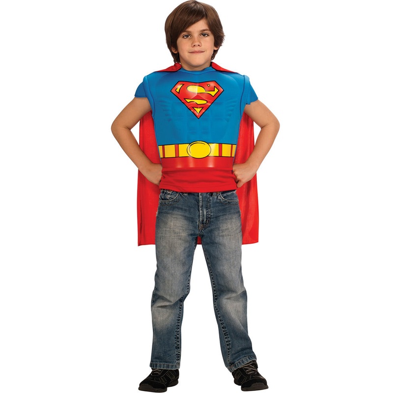 Superman Muscle Chest Top with Cape Boys Costume