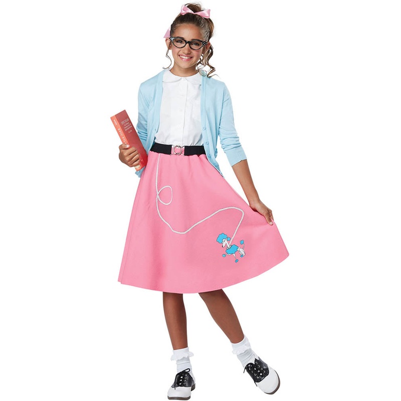 50s Pink Poodle Skirt Girls Costume