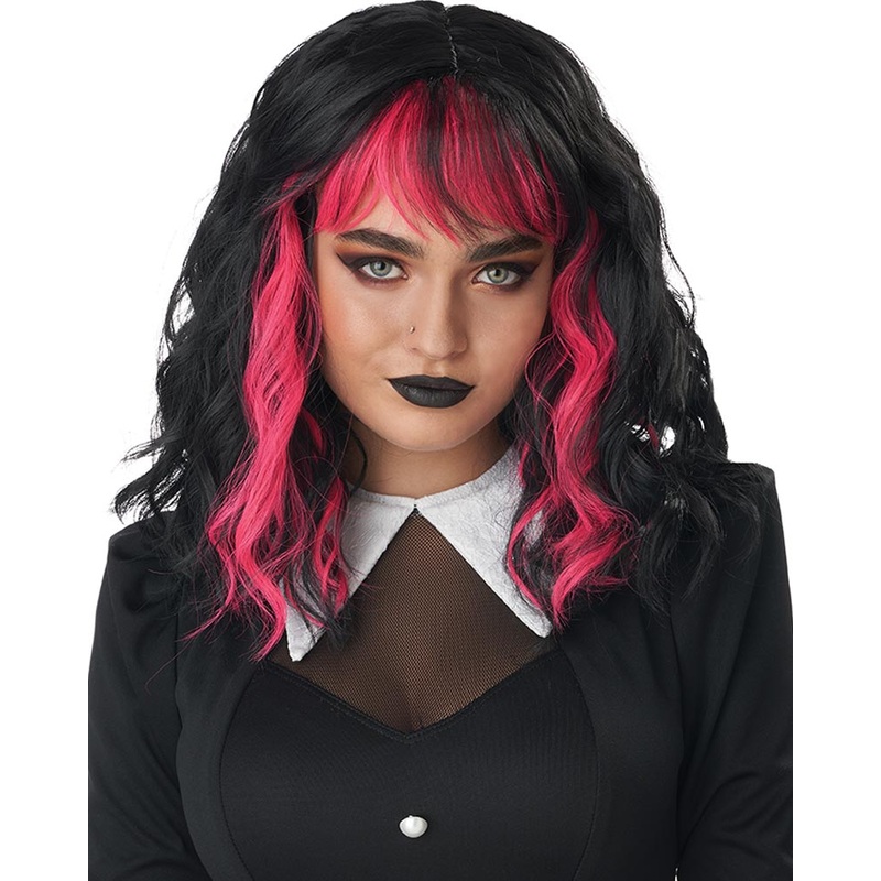 Cute N Crafty Short Black and Pink Wig