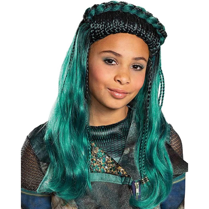 Descendants 3 Uma Long Aqua Kids Wig