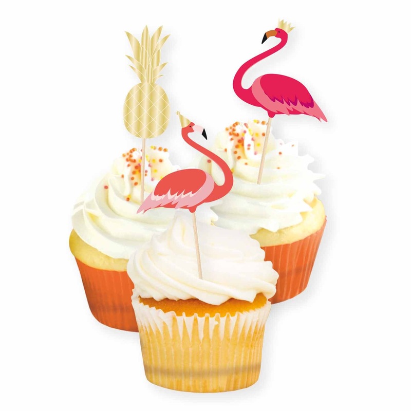 Flamingo & Pineapples Cake Picks Pack of 12