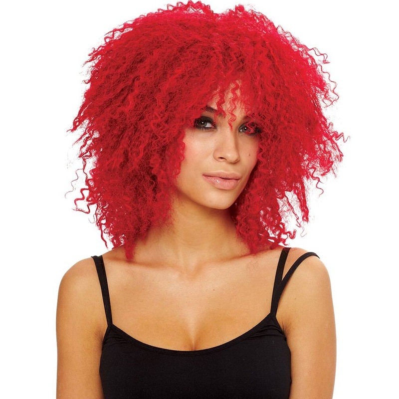Hot Red Crimped Wig