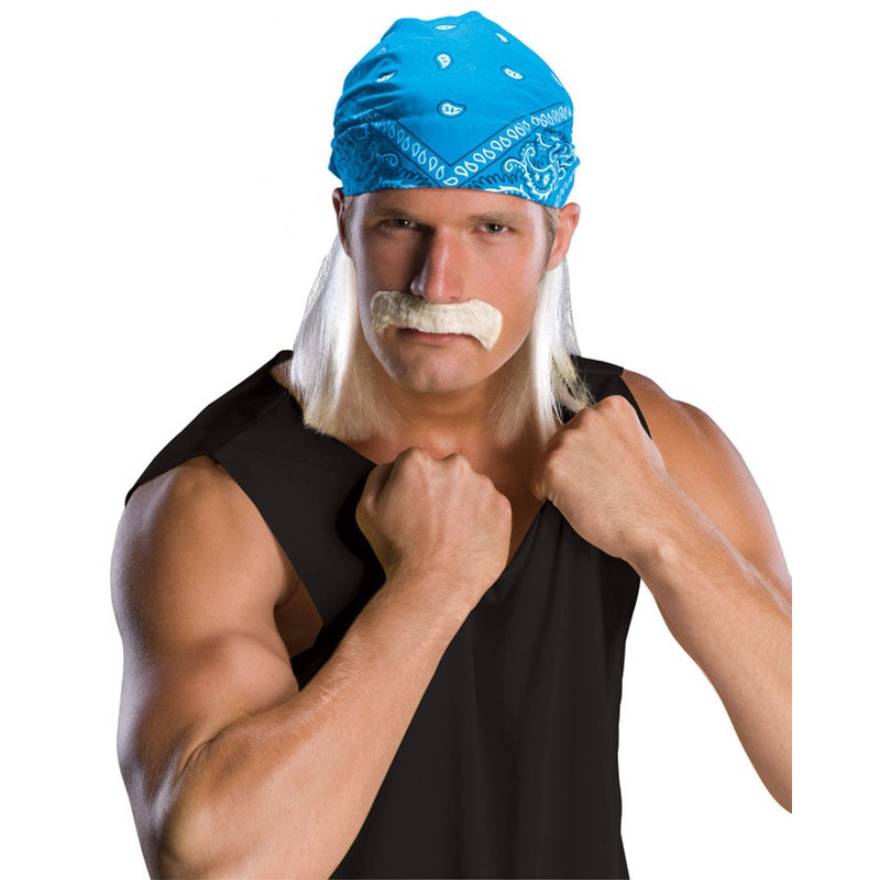 Hulk Hogan Bandana Platinum Blonde Wig and Moustache