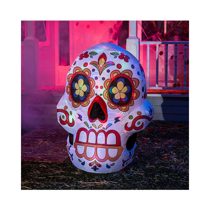 Tall Day of The Dead Calavera Lawn Inflatable 1.2m