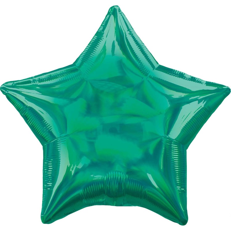 45cm Standard Holographic Iridescent Green Star Balloon