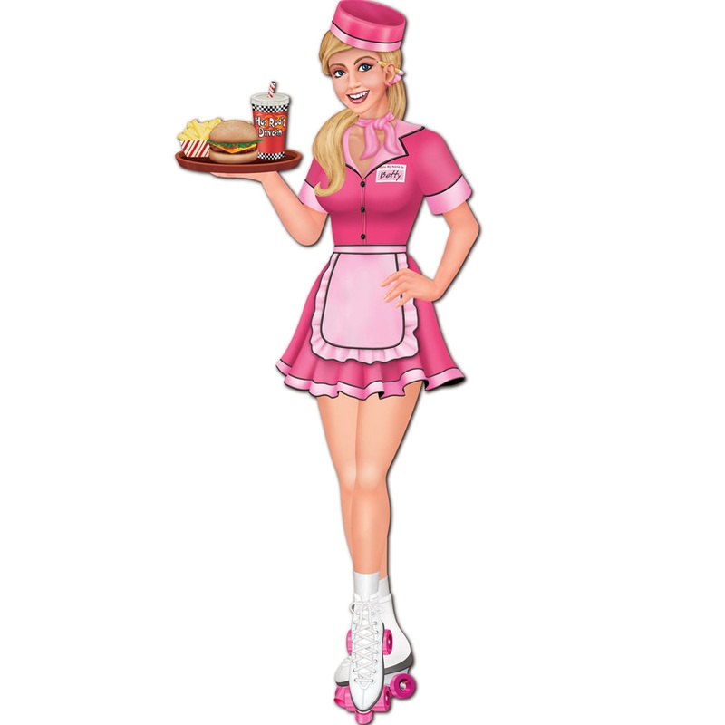50s Jointed Carhop Girl Cutout