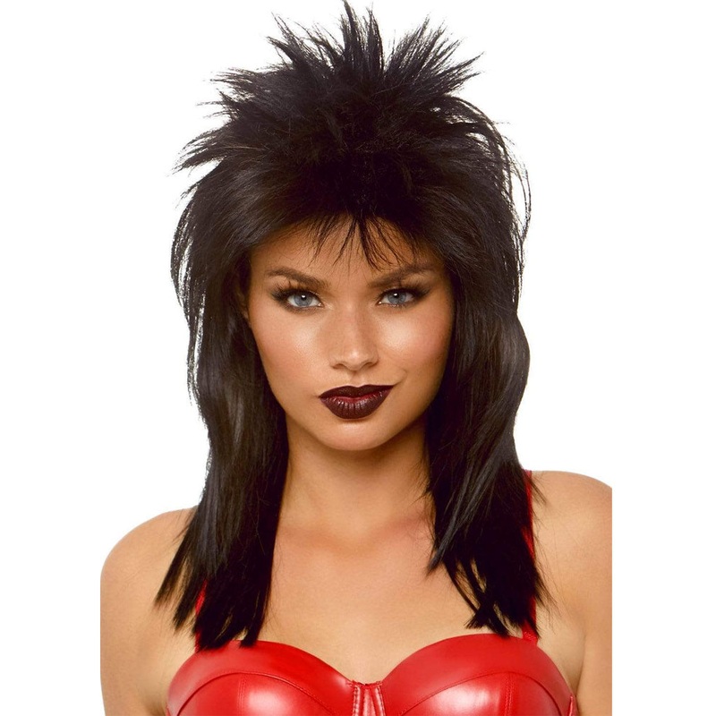 80s Rockstar Long Black Wig