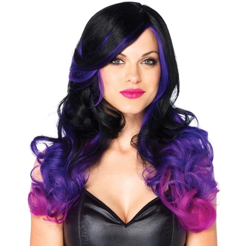 Allure Long Black and Purple Wig