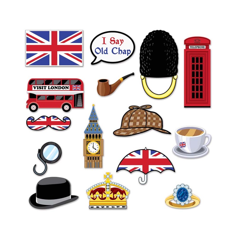 British Photobooth Props Pack of 15