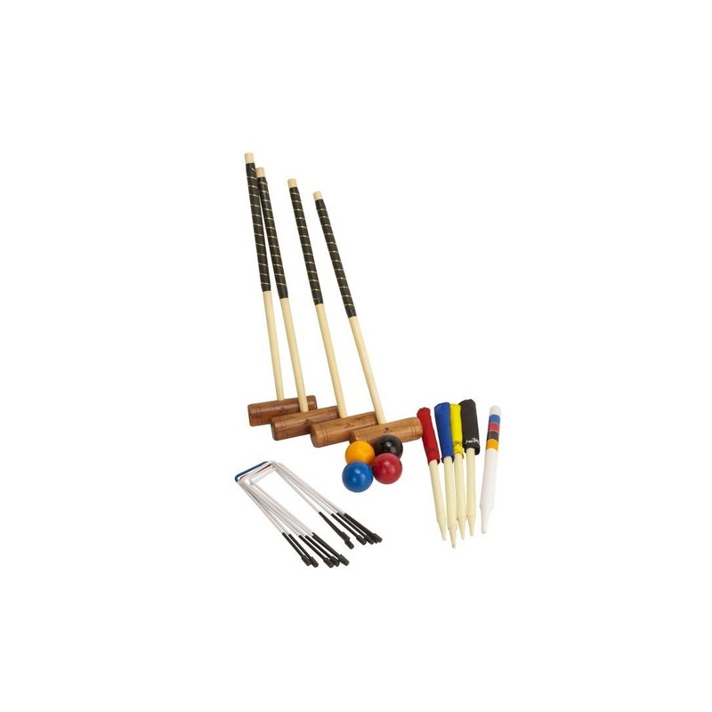 Championship Hardwood Croquet Mallet Set Game 4 Player Set with Carry Bag
