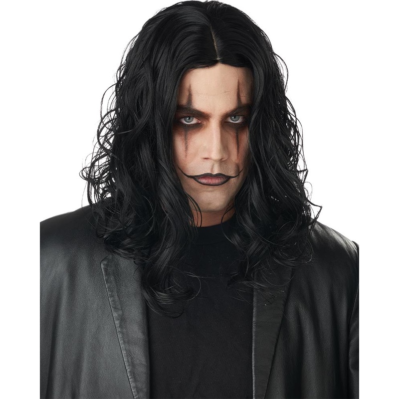 Dark Avenger Curly Long Black Wig