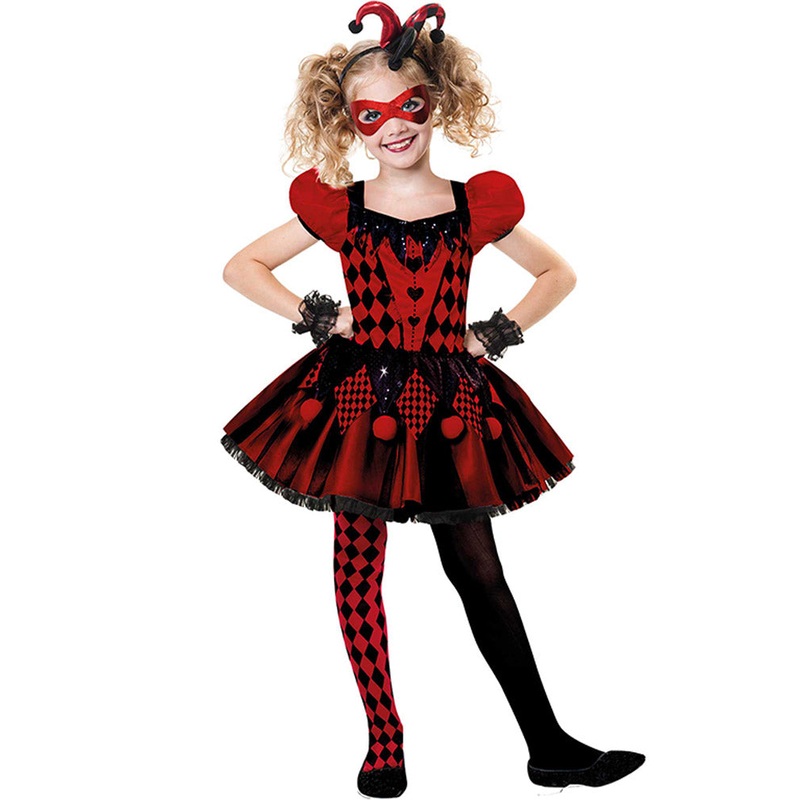 Harlequin Cutie Girls Kids Costume