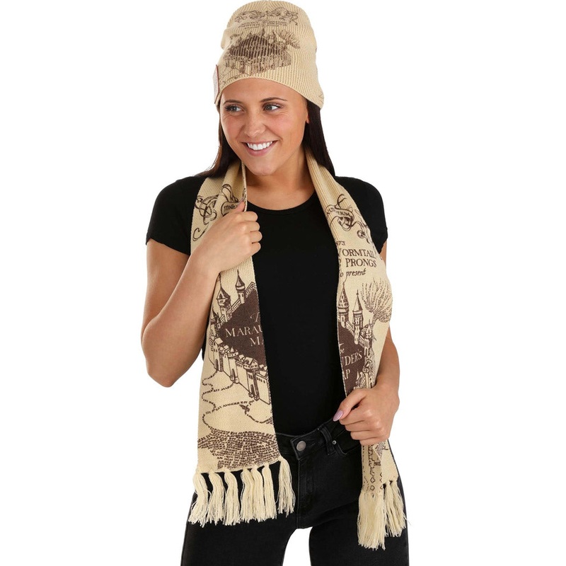 Harry Potter Marauders Map Knit Scarf and Hat