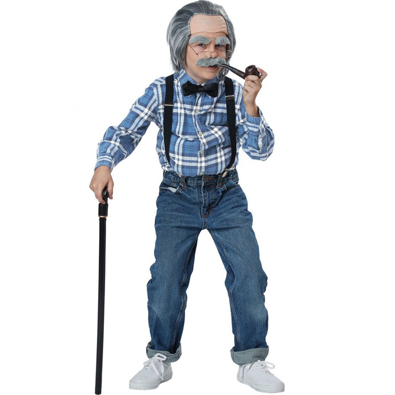 Old Man Kids Wig Suspenders and Bow Tie Set