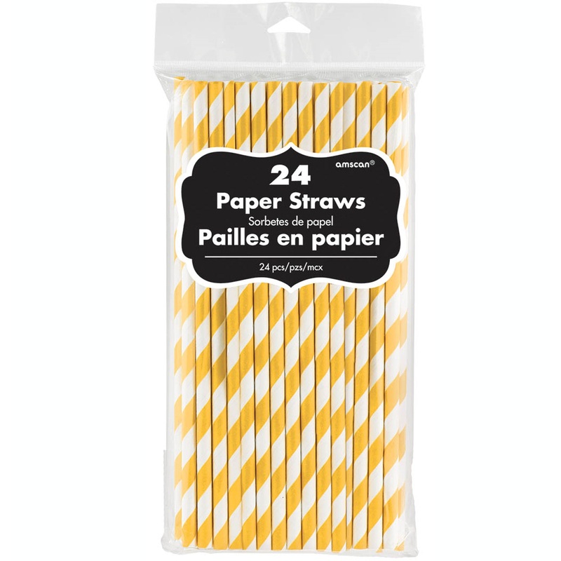 Paper Straws Yellow Sunshine Pack of 24