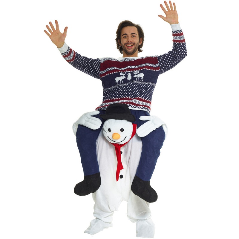 Snowman Piggyback Mens Christmas Costume