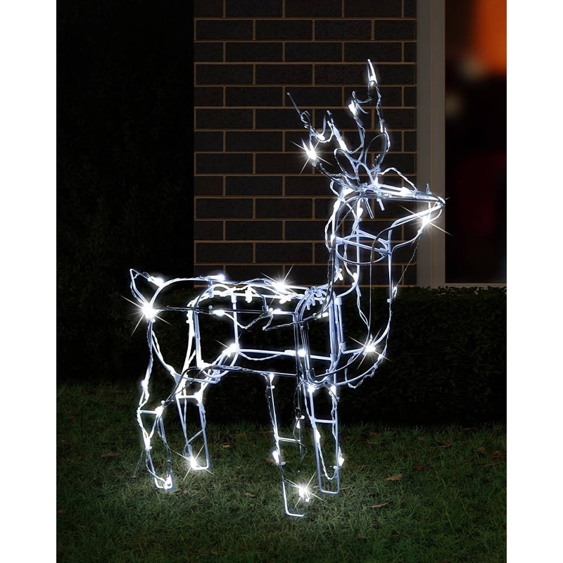 Solar Cool White Christmas LED Standing 3D Reindeer