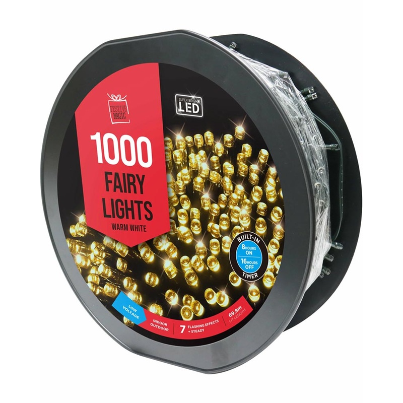 Timer Warm White 1000 Piece LED Fairy Lights 69.9m
