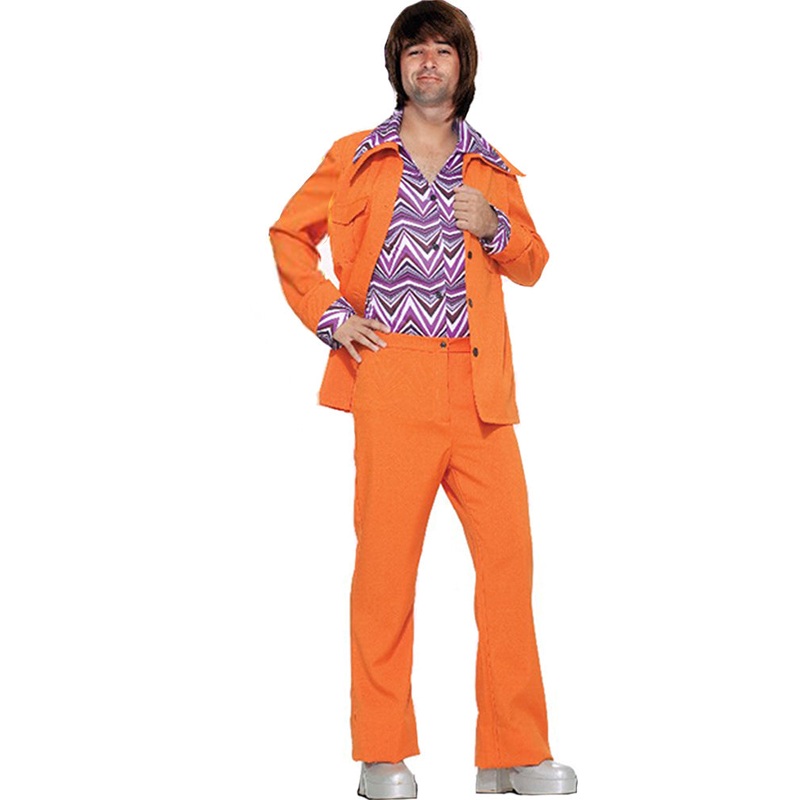 70s Orange Leisure Suit Mens Costume