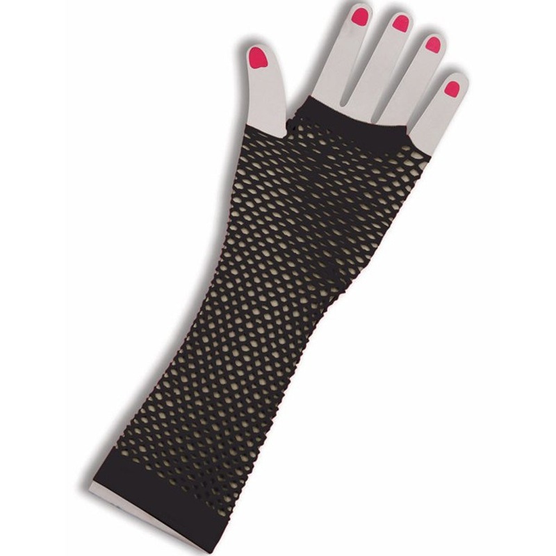 80s Long Fishnet Gloves Black