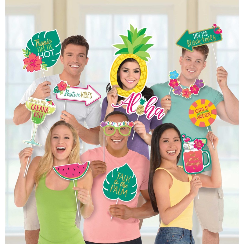 Aloha Luau Jumbo Photo Prop Kit Pack of 12