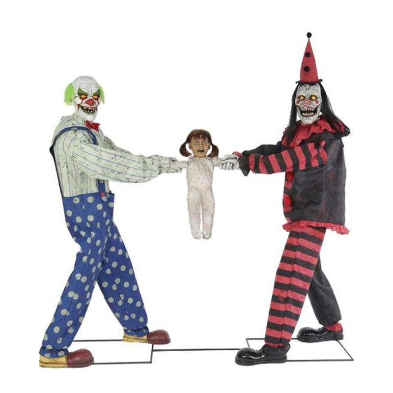Animated Clown Tug Of War With Green Black Stripes Prop (US PLUG)