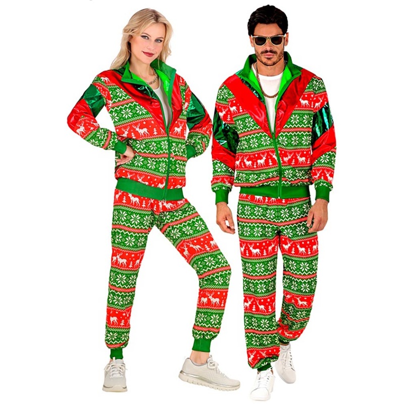 Green and Red Merry Christmas Adult Tracksuit