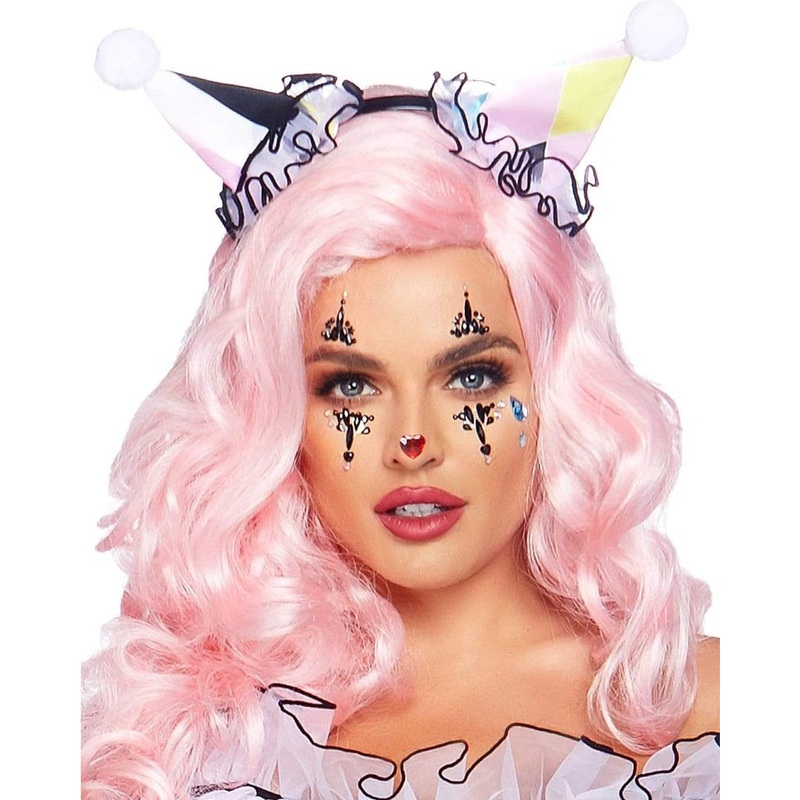 Harlequin Black Adhesive Face Jewels Sticker