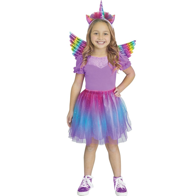Vivid Unicorn Fantasy Wings Headband and Tutu Set