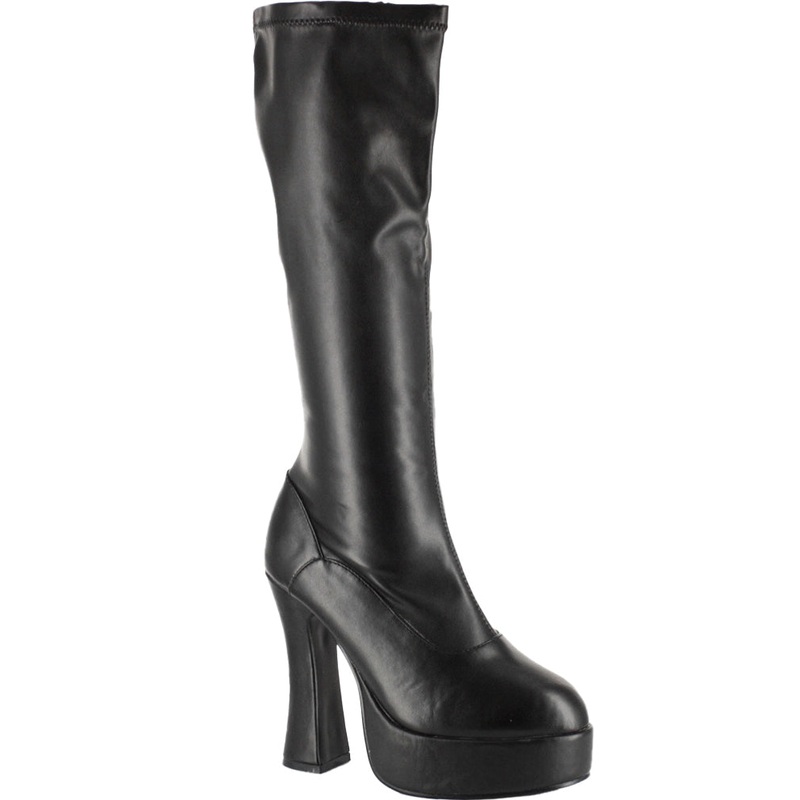 Matte Black Patent Platform Go Go Womens Boots