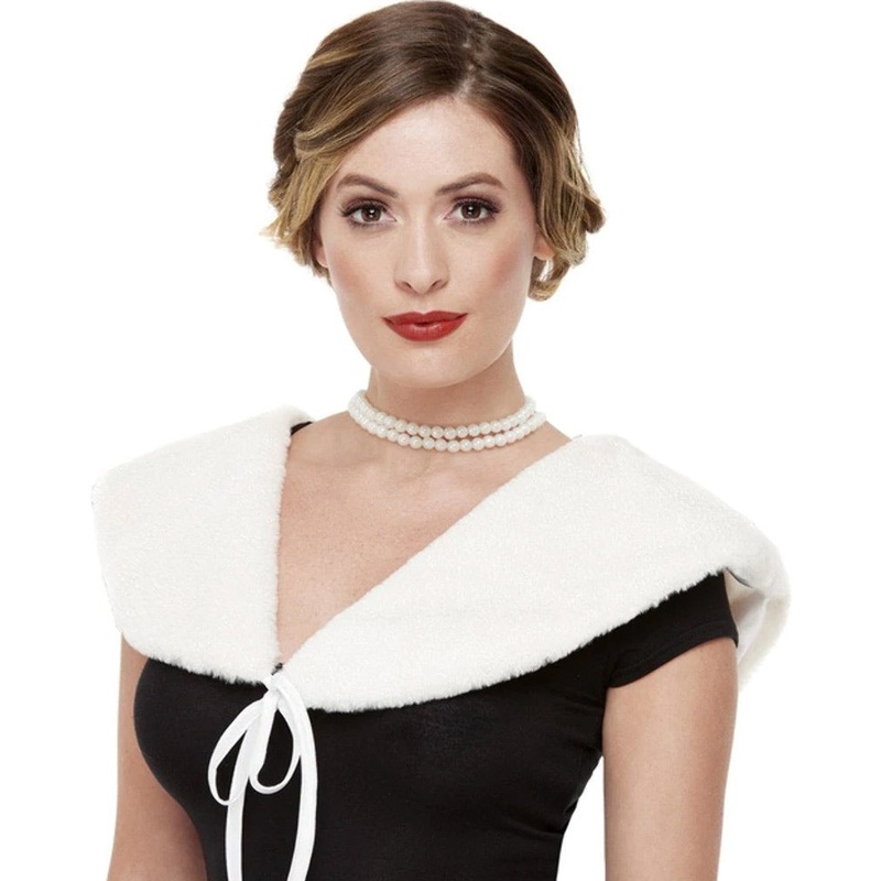 1920s Deluxe White Faux Fur Stole