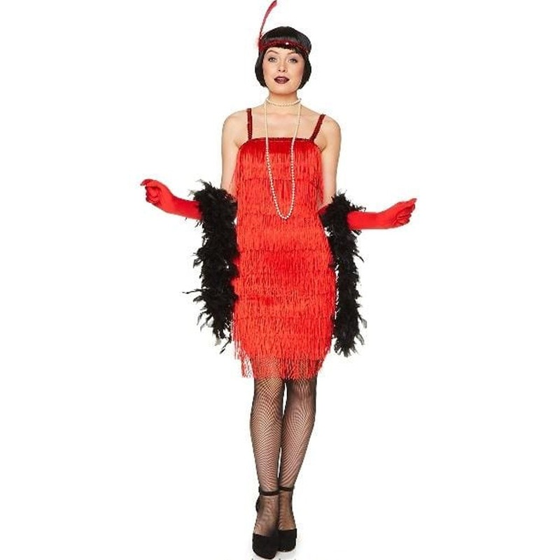 20s Red Flapper Dress Womens Costume