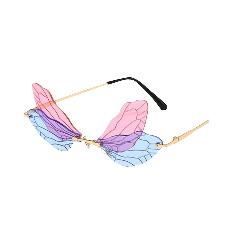 60s Pink and Blue Butterfly Wing Glasses
