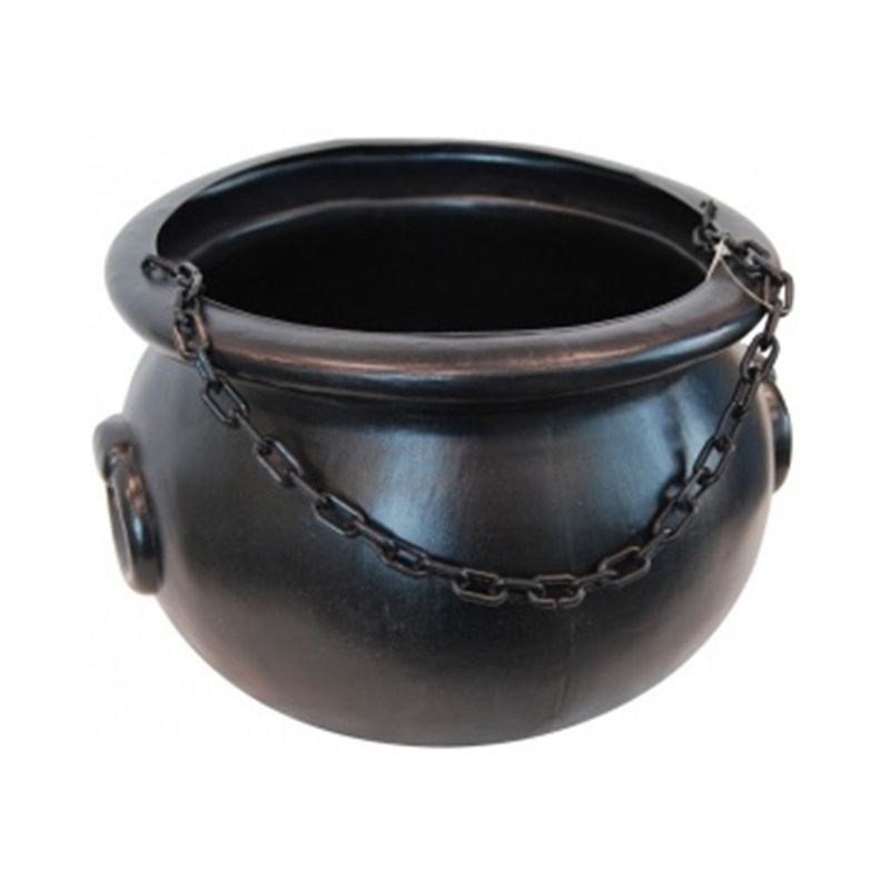 Black Witches Cauldron with Chain Handle 25cm