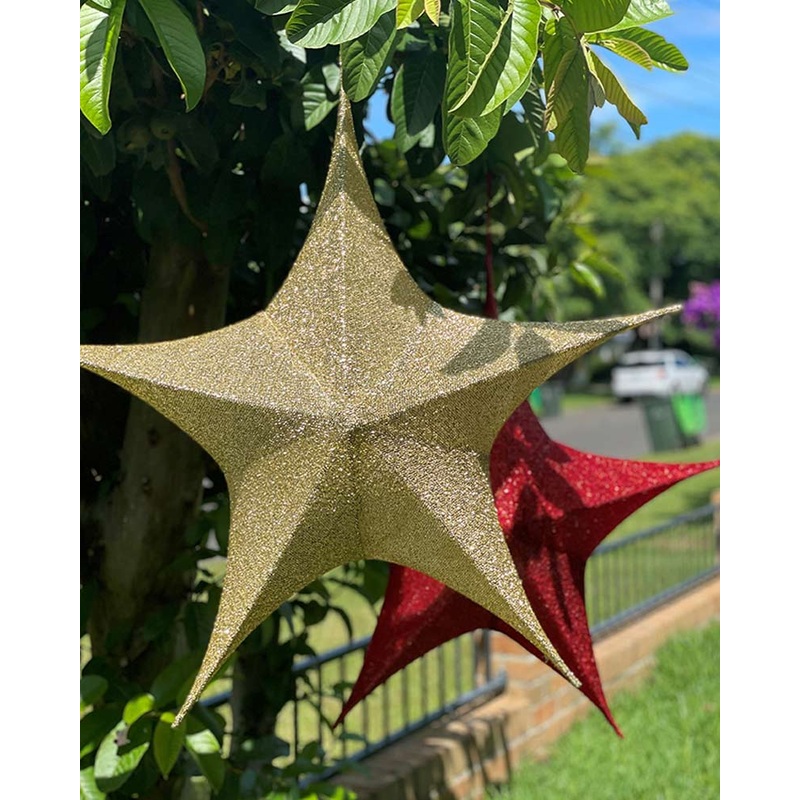 Gold Pop-Up Tinsel Star 80cm
