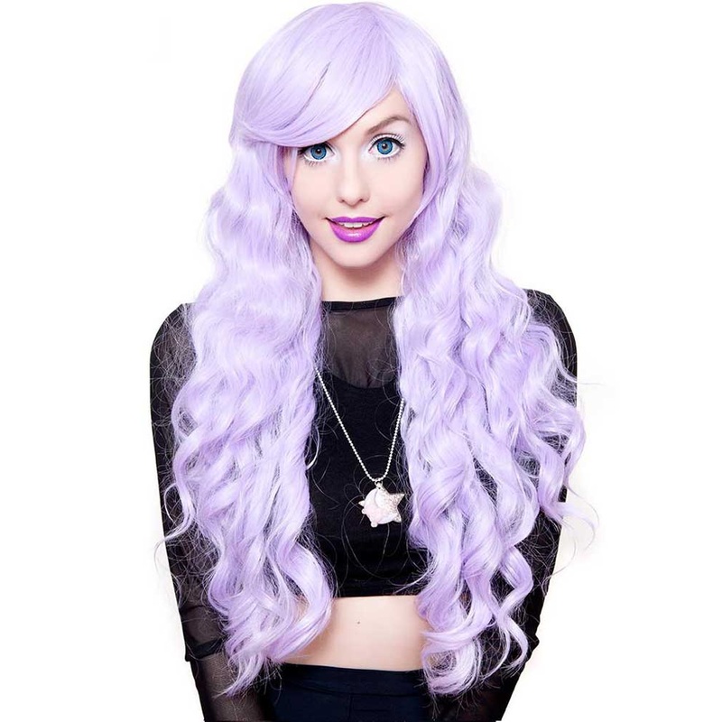Premium Long Wavy Lavender Wig
