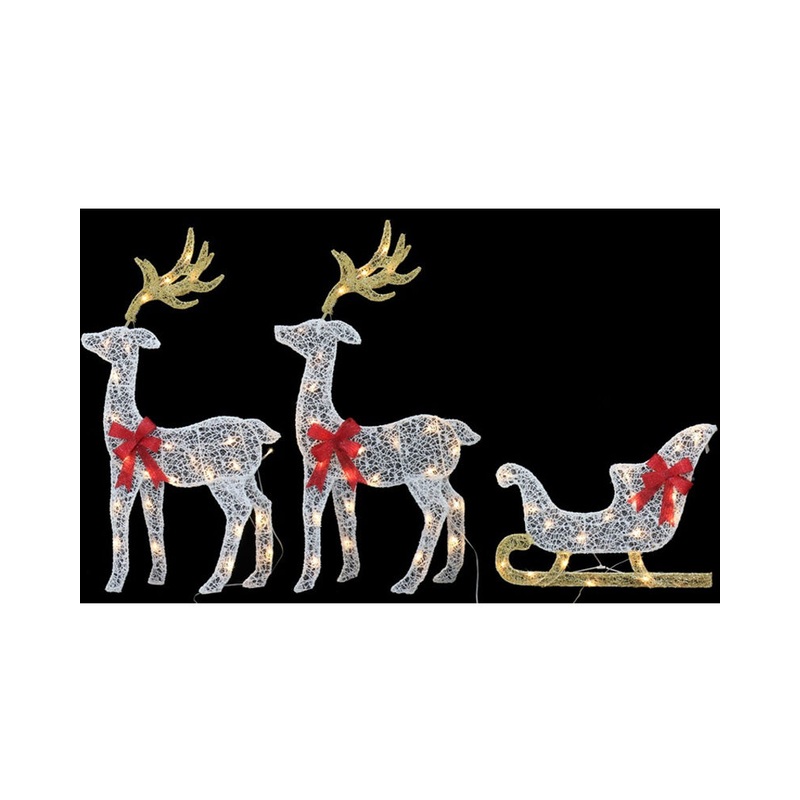 Reindeer Sleigh Christmas LED Glitter Thread Pack of 2
