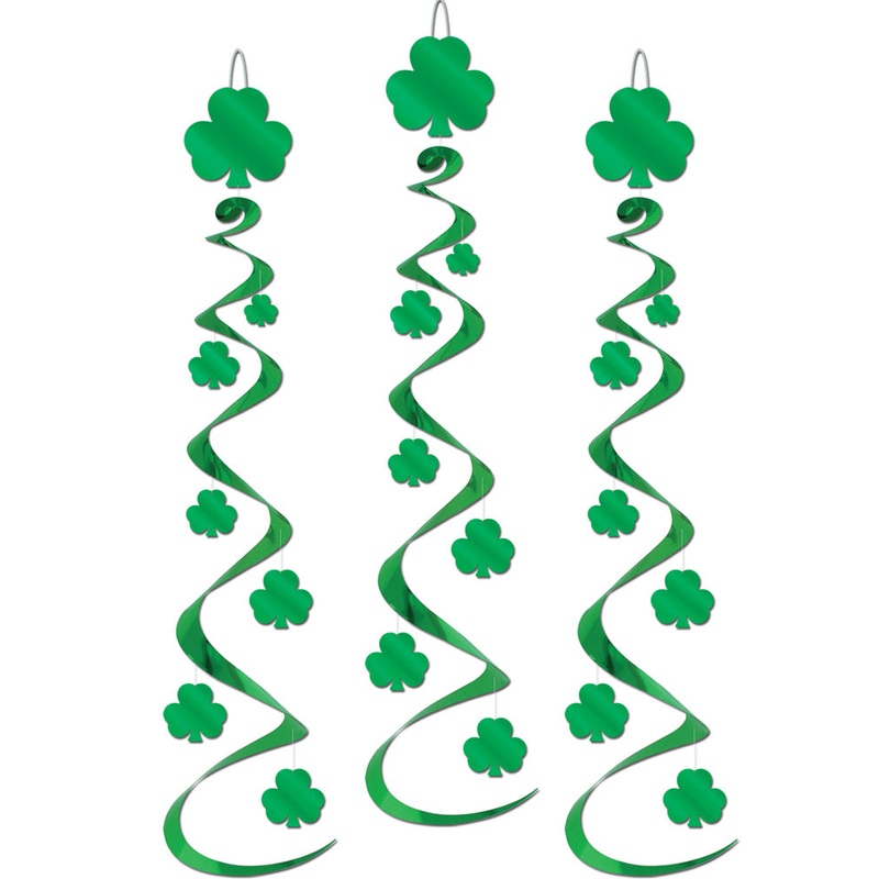 St Patricks Day Shamrock Hanging Swirl Decorations Pack of 3