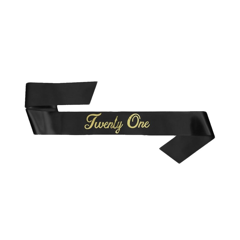 21st Birthday Sash Black